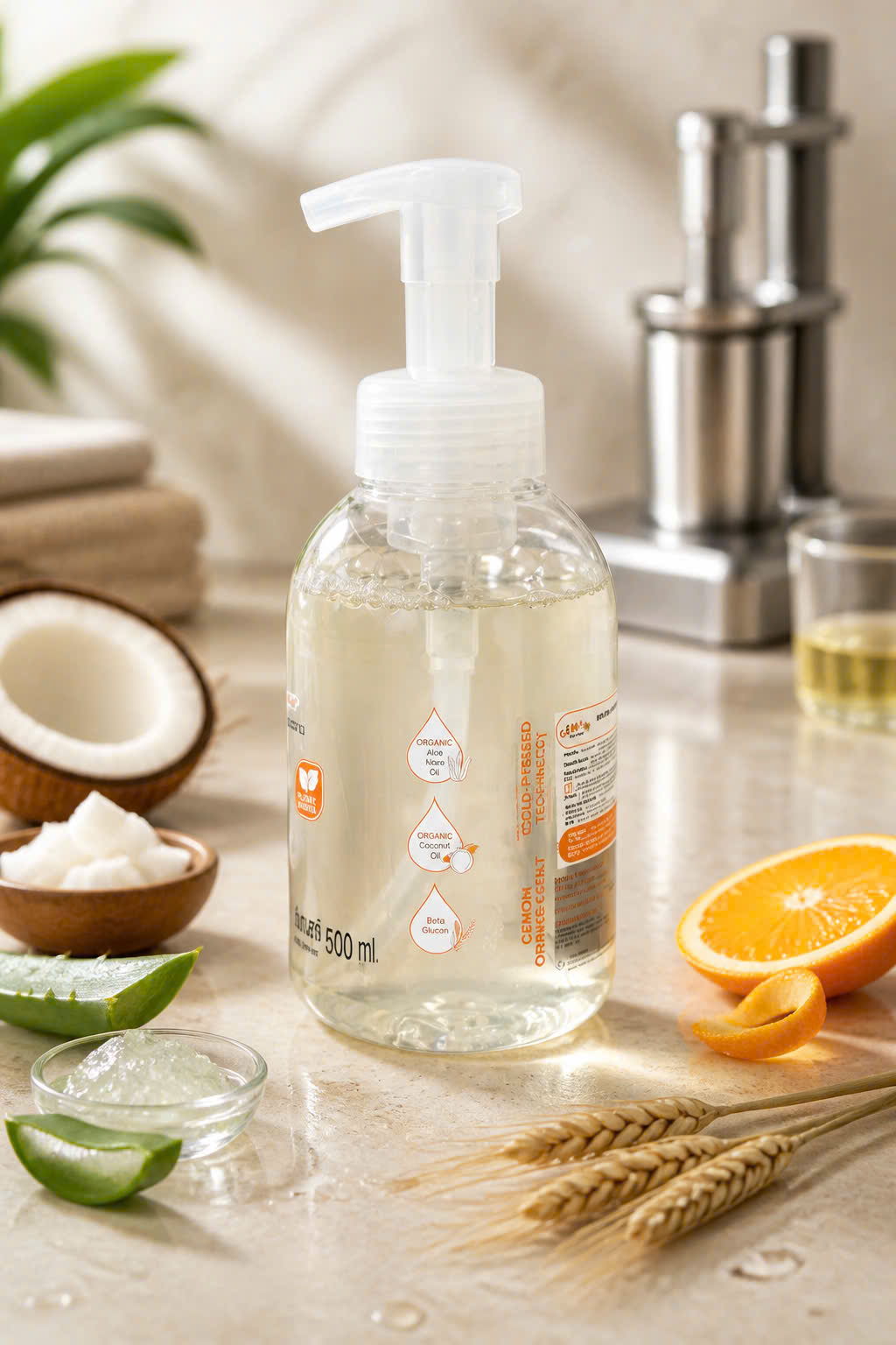 Nước rửa bình và đồ dùng cho bé dạng bọt Hương Cam Gemom - Ảnh 5